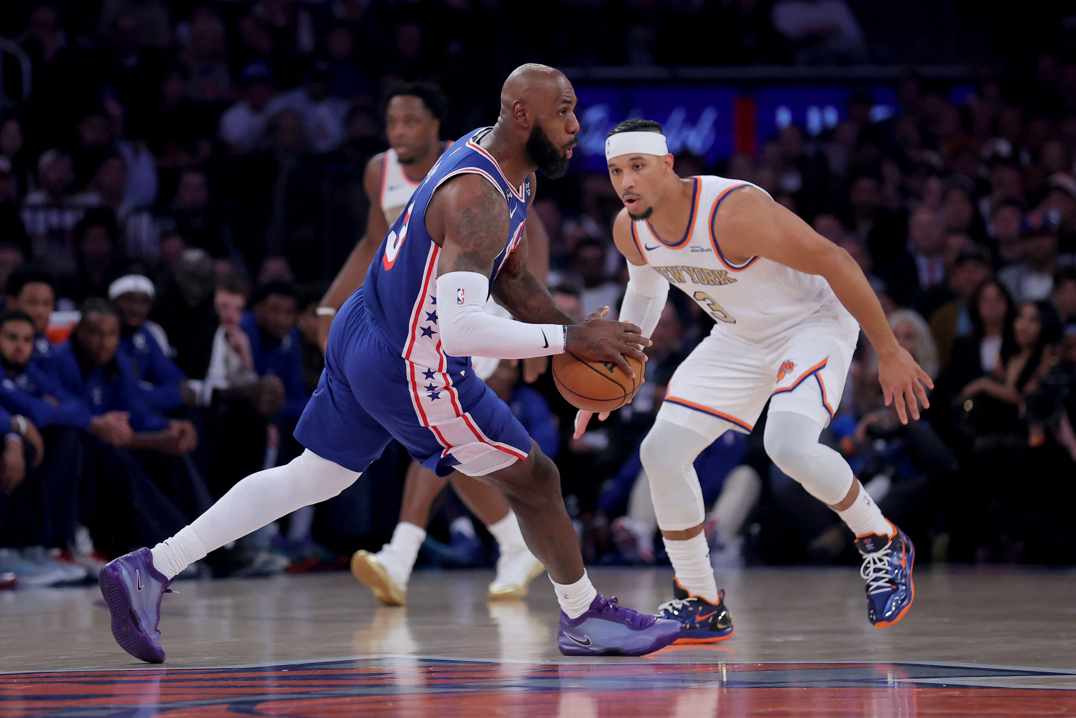 The Philadelphia 76ers at the New York Knicks on opening night at Madison Square Garden