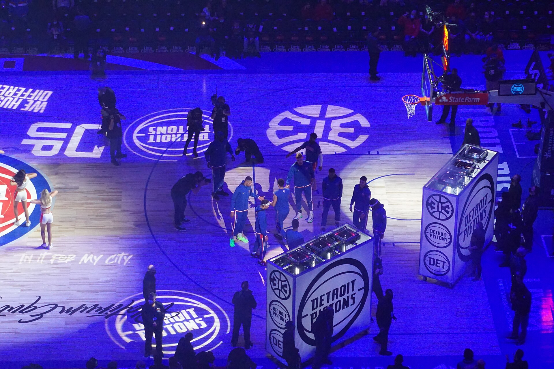 Detroit Pistons player introductions at Little Caesars Arena (file photo)