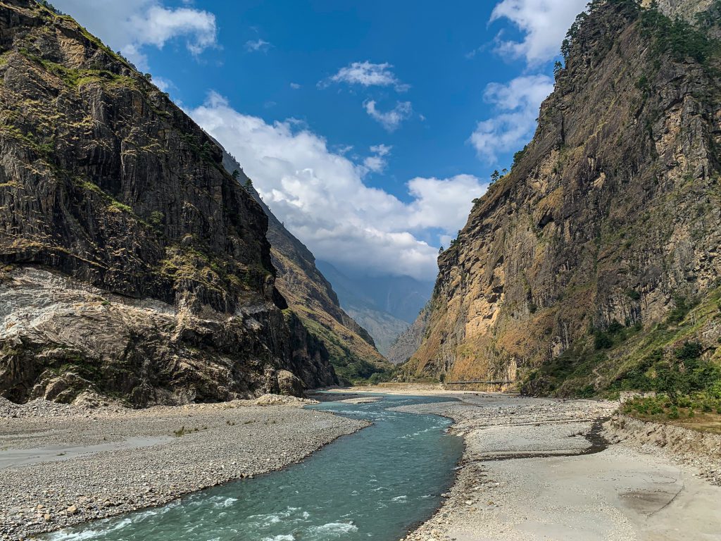 The Budhi Gandaki River valley in Nepal's Himalayas