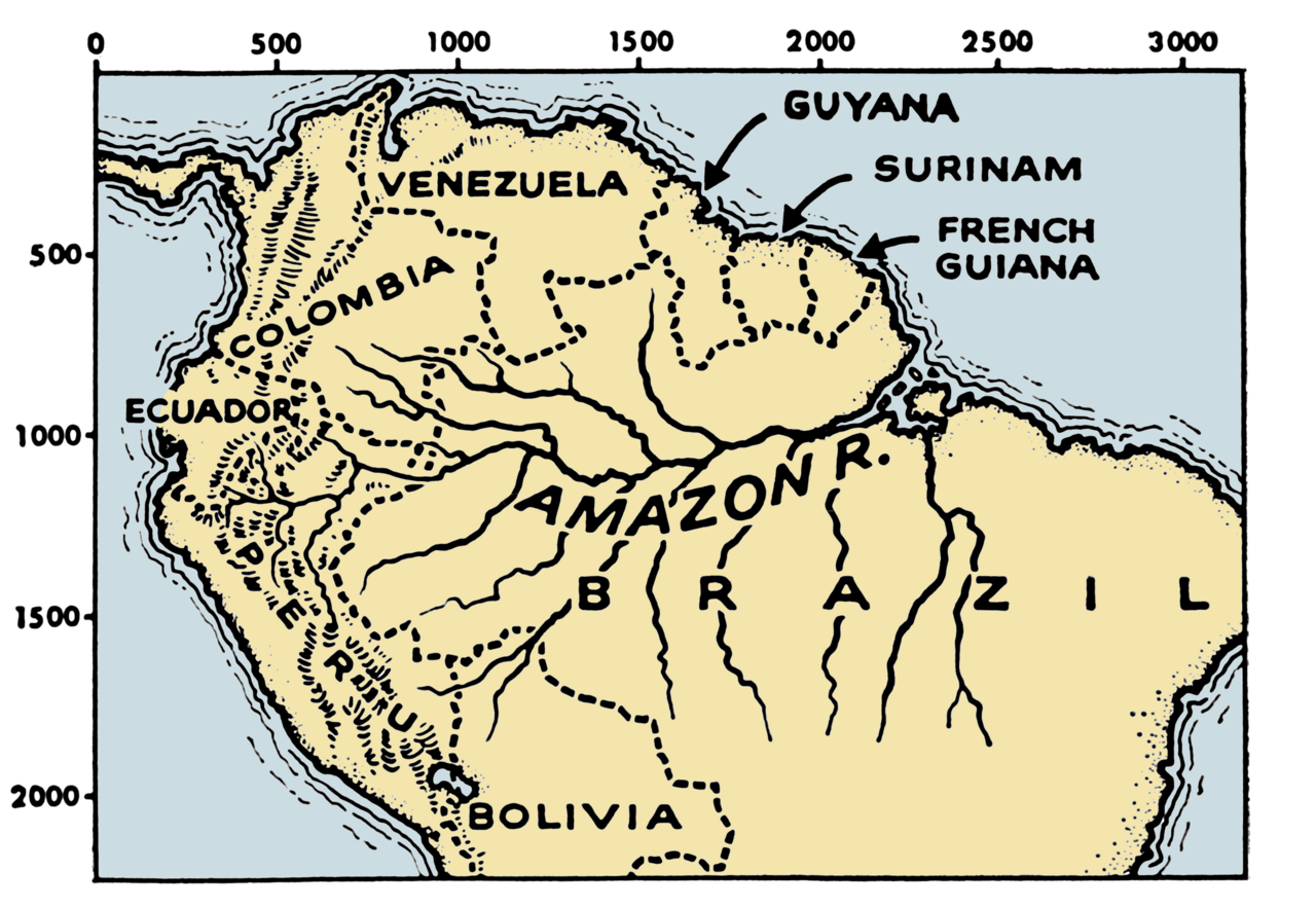 Map of the Amazon river basin