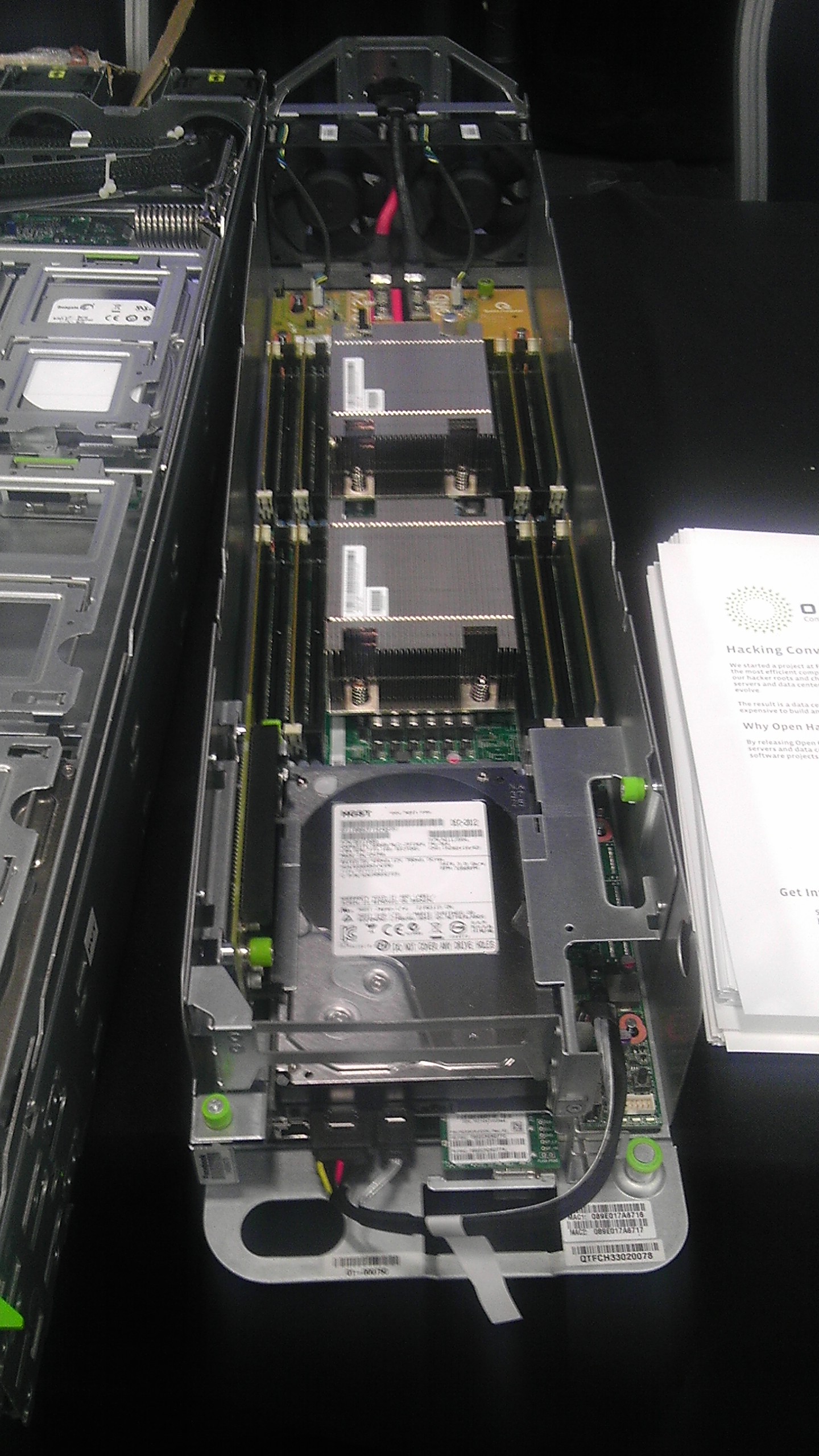 Server hardware inside a data center facility