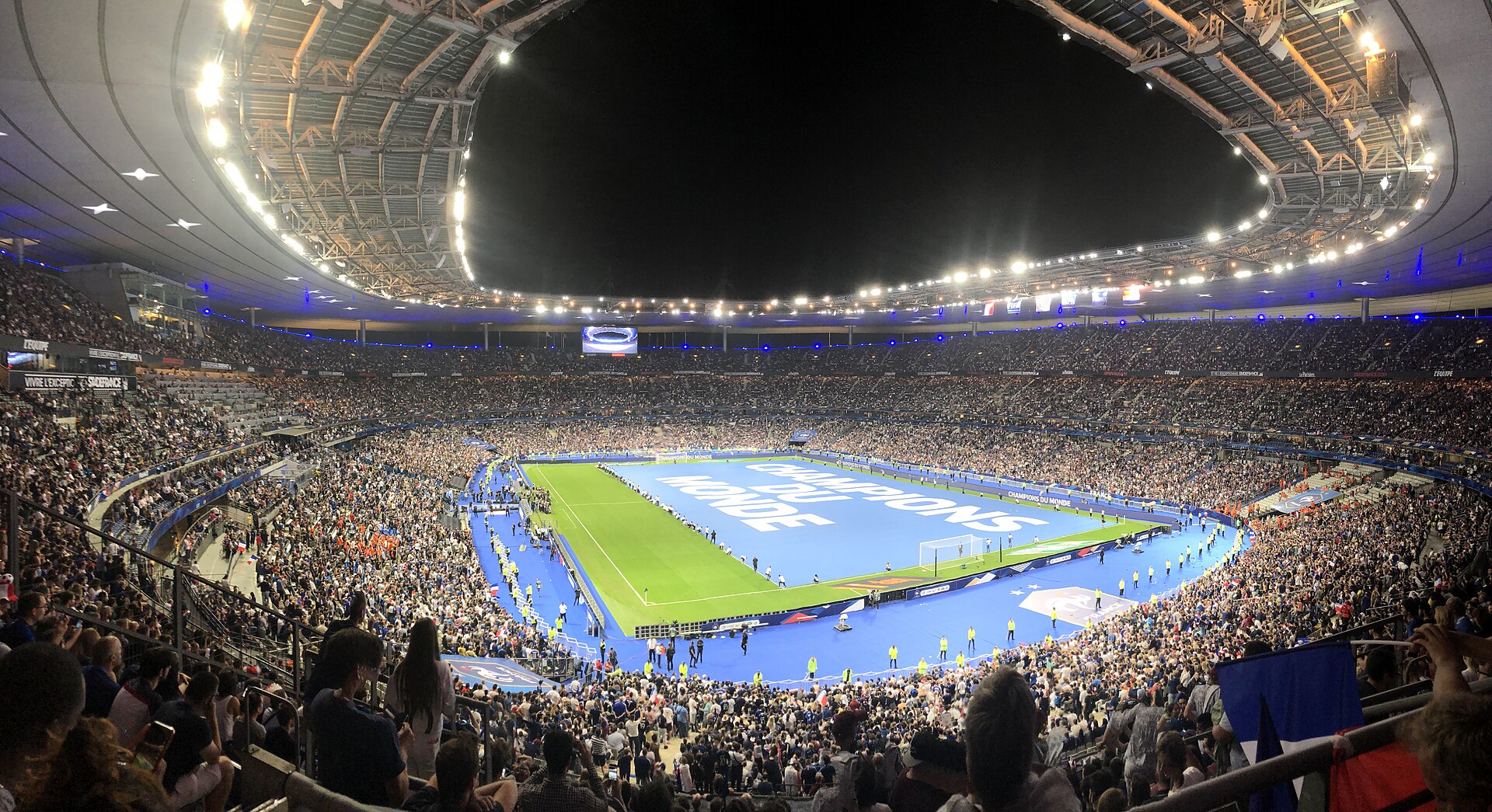 Inside Stade de France in Saint-Denis, near Paris — host of the NFL's first regular-season game in France, Steelers vs. Saints on October 25, 2026