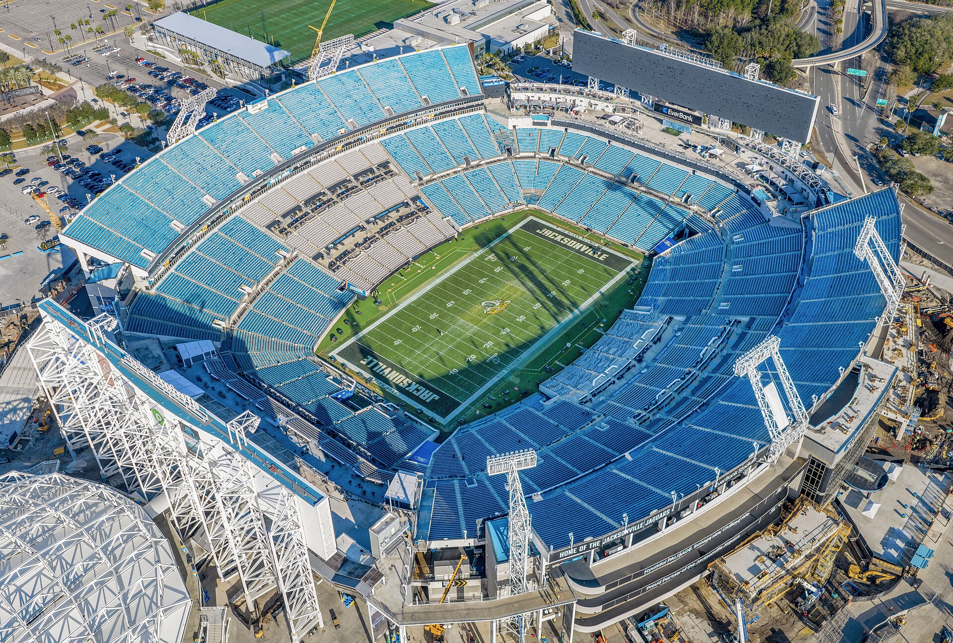 The stadium in Jacksonville on a bright day, home of the 3-1 Jaguars, current AFC South leaders