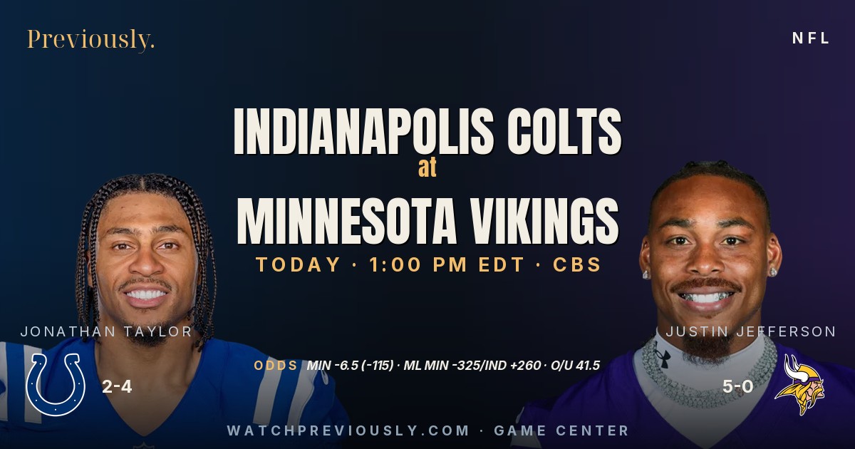 Previously matchup graphic: Jonathan Taylor of the Indianapolis Colts opposite Justin Jefferson of the Minnesota Vikings