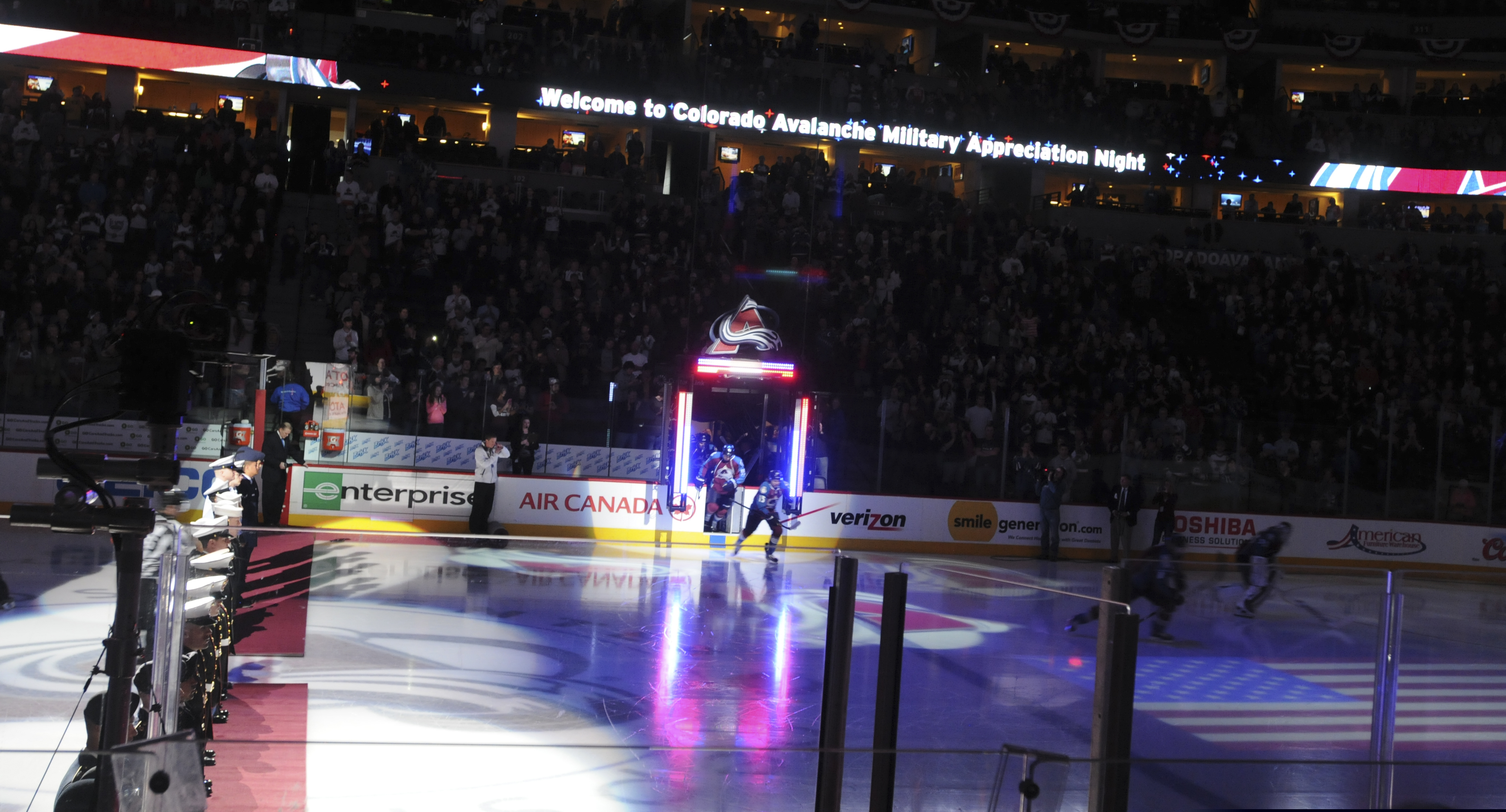 The Colorado Avalanche taking the ice at their Denver home arena (file photo)