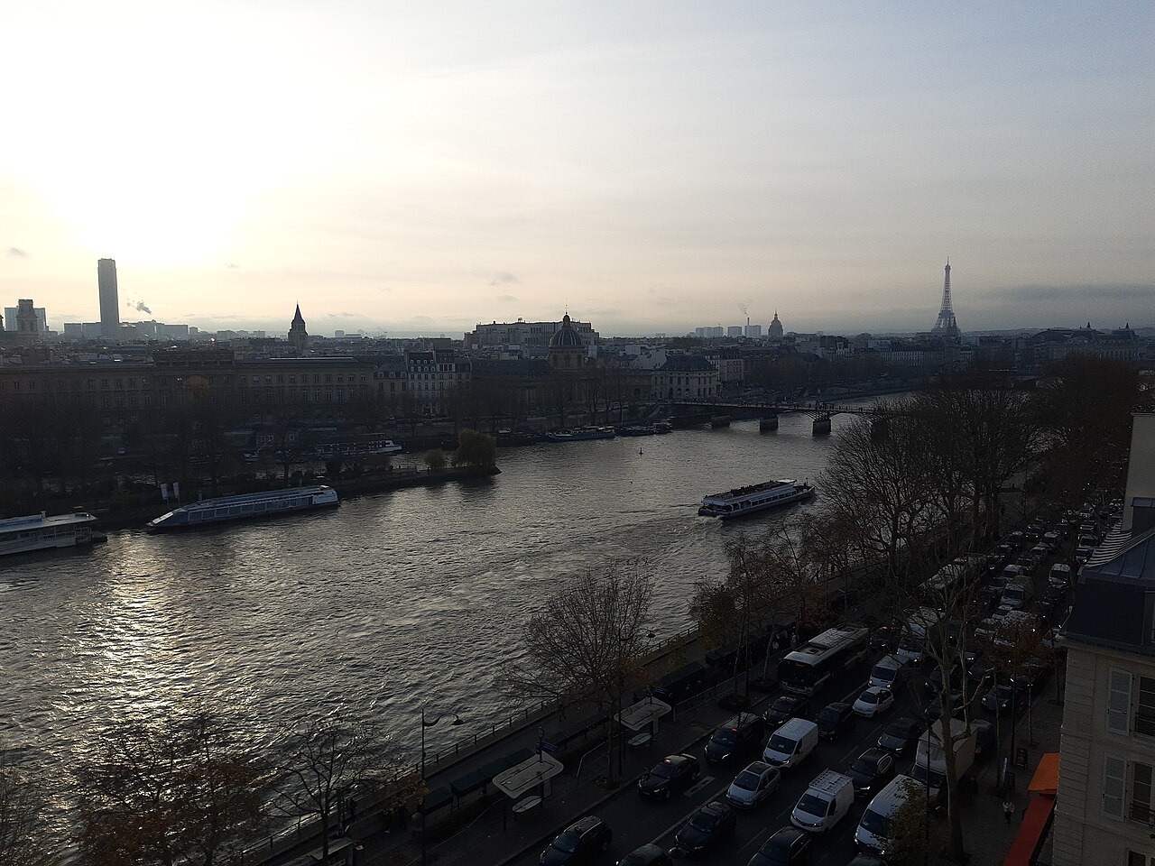 Paris rooftops and the Seine in bright daylight