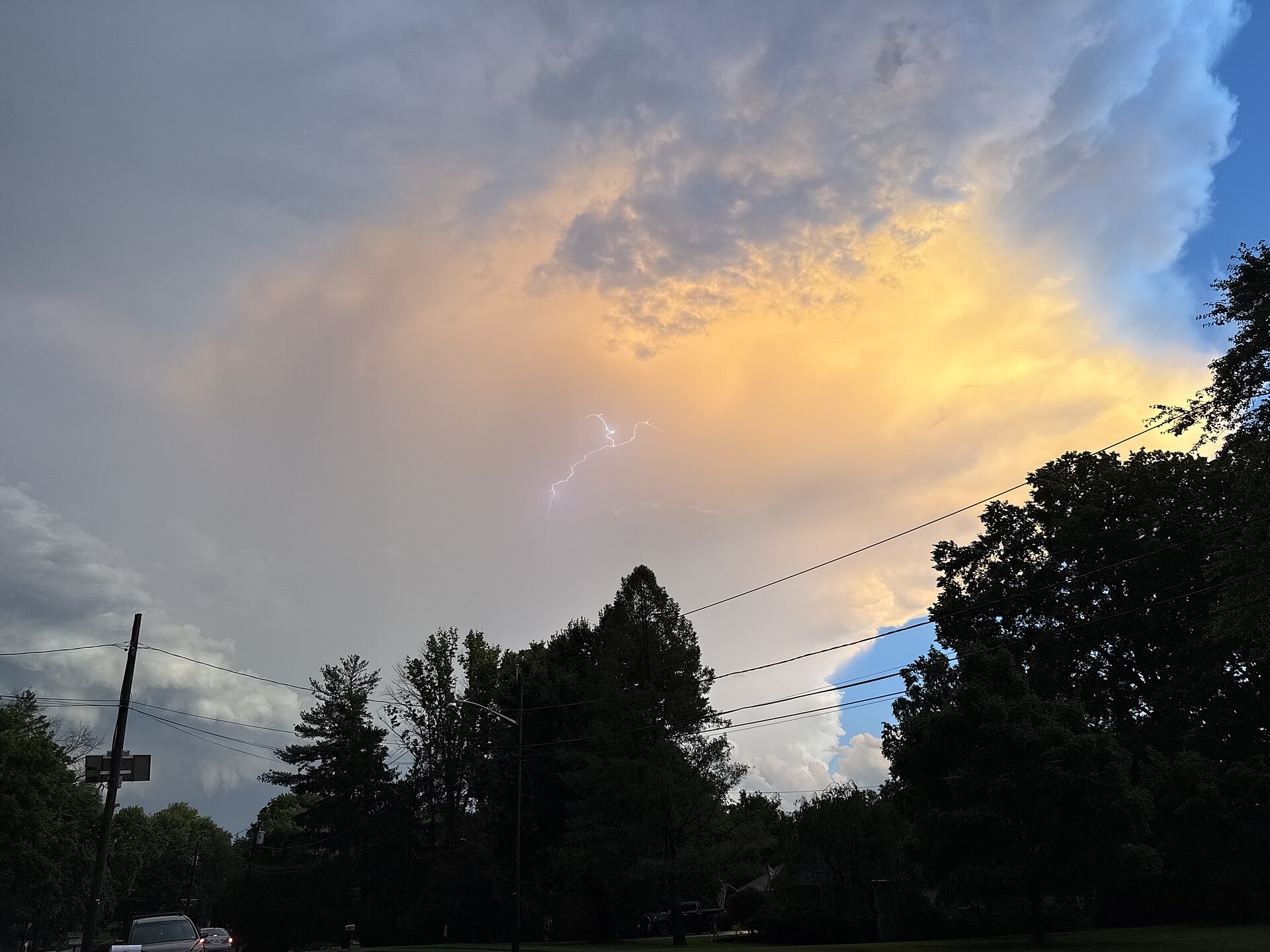 A thunderstorm approaching over a New Jersey roadway (file photo)