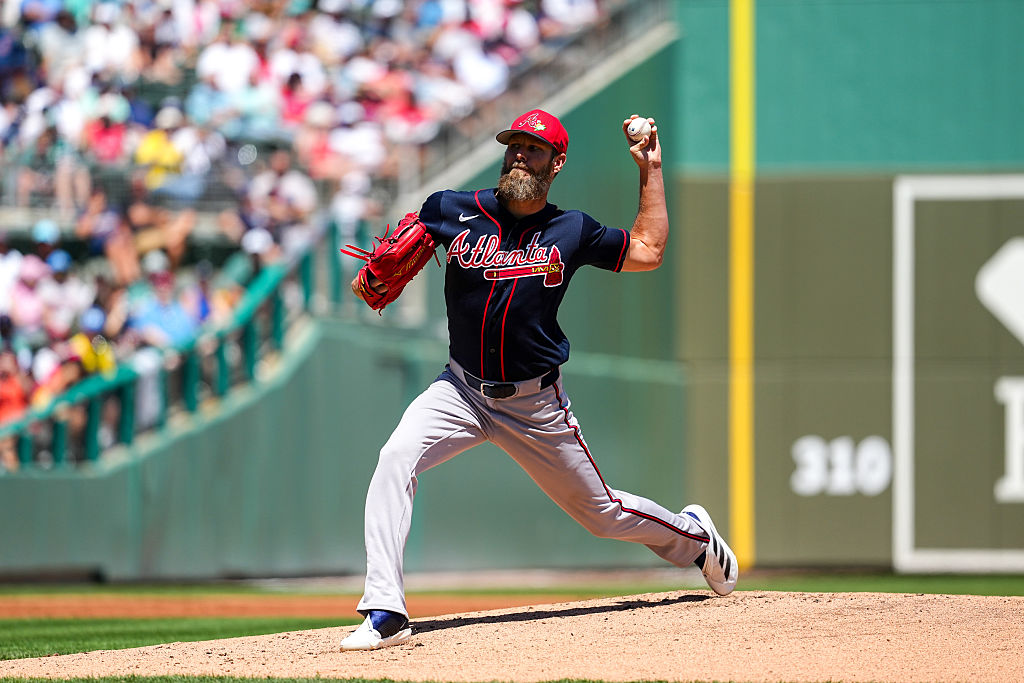 Chris Sale on the mound for the Atlanta Braves during the 2026 season — the rested ace starts Game 3 of the NLDS against the Dodgers on Tuesday at Truist Park.