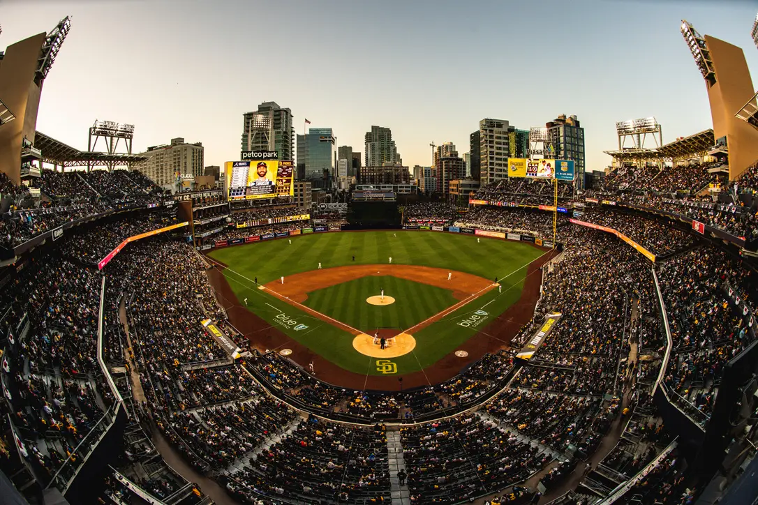 Petco Park packed with fans during a San Diego Padres game. The Padres won both of their Wild Card games at home last week and must win two more there to keep their season alive.
