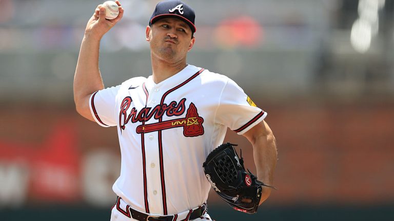 Tyler Mahle on the mound for the Braves