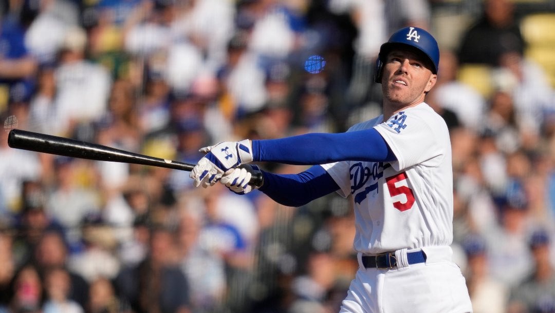 Freddie Freeman swings for the Dodgers