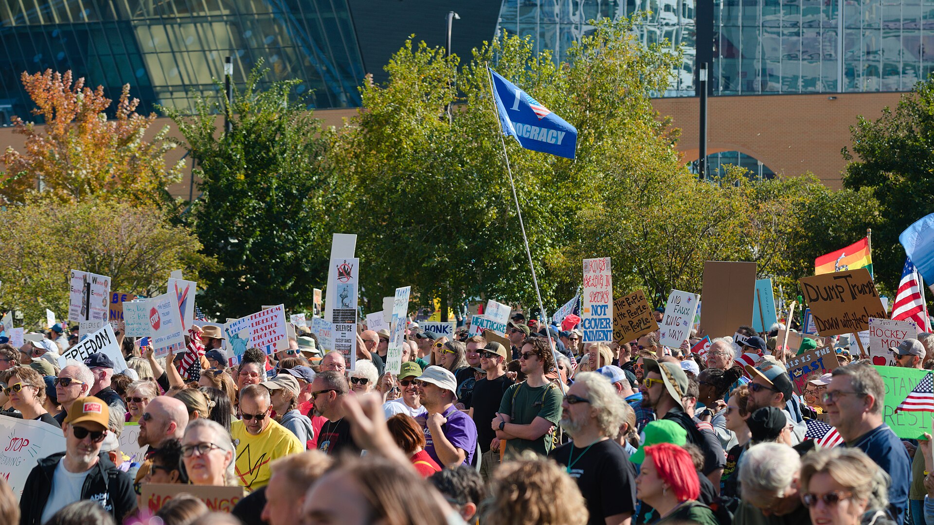 Another view of a No Kings protest crowd in Minneapolis