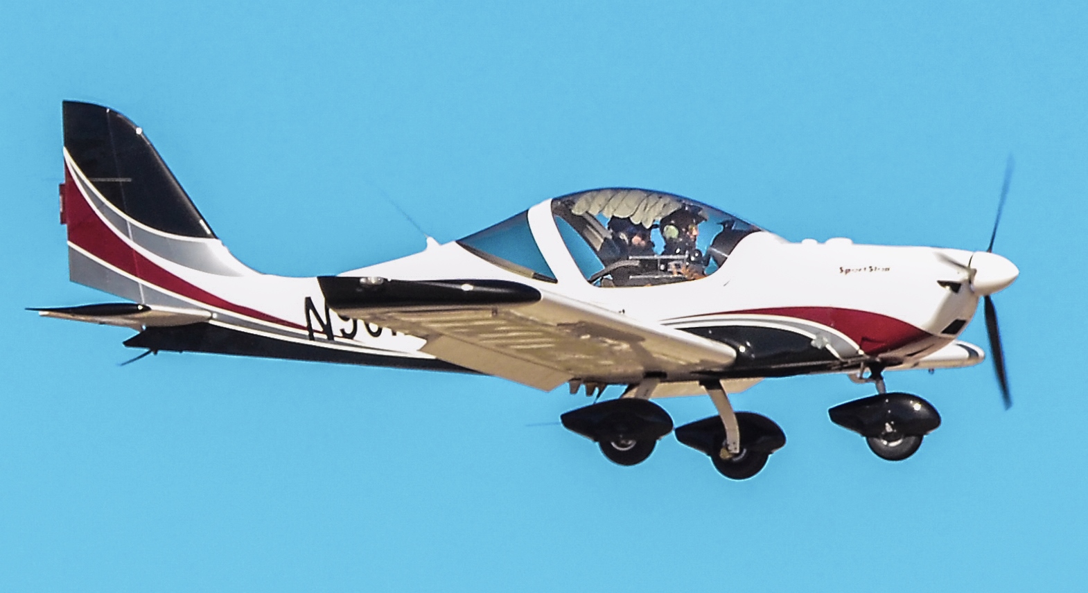 A light aircraft over North Las Vegas Airport