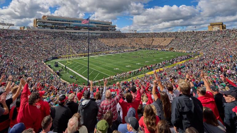 A packed Notre Dame Stadium on a Saturday afternoon — the No. 3 Irish rolled Stanford 58-7 for their 16th straight win.
