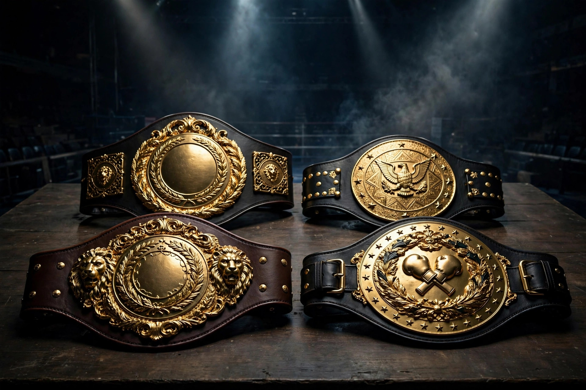 Championship belts under dramatic spotlights — Previously illustration