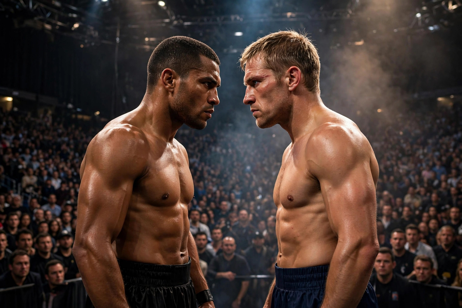 Osleys Iglesias vs Oliver Zaren face to face at a weigh-in staredown — Previously illustration