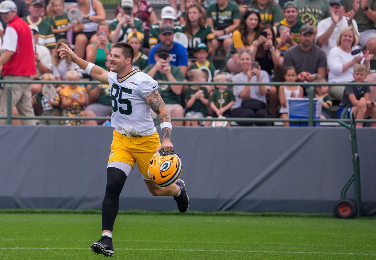 Packers tight end Tucker Kraft, whose reversed touchdown catch proved to be the game-winner