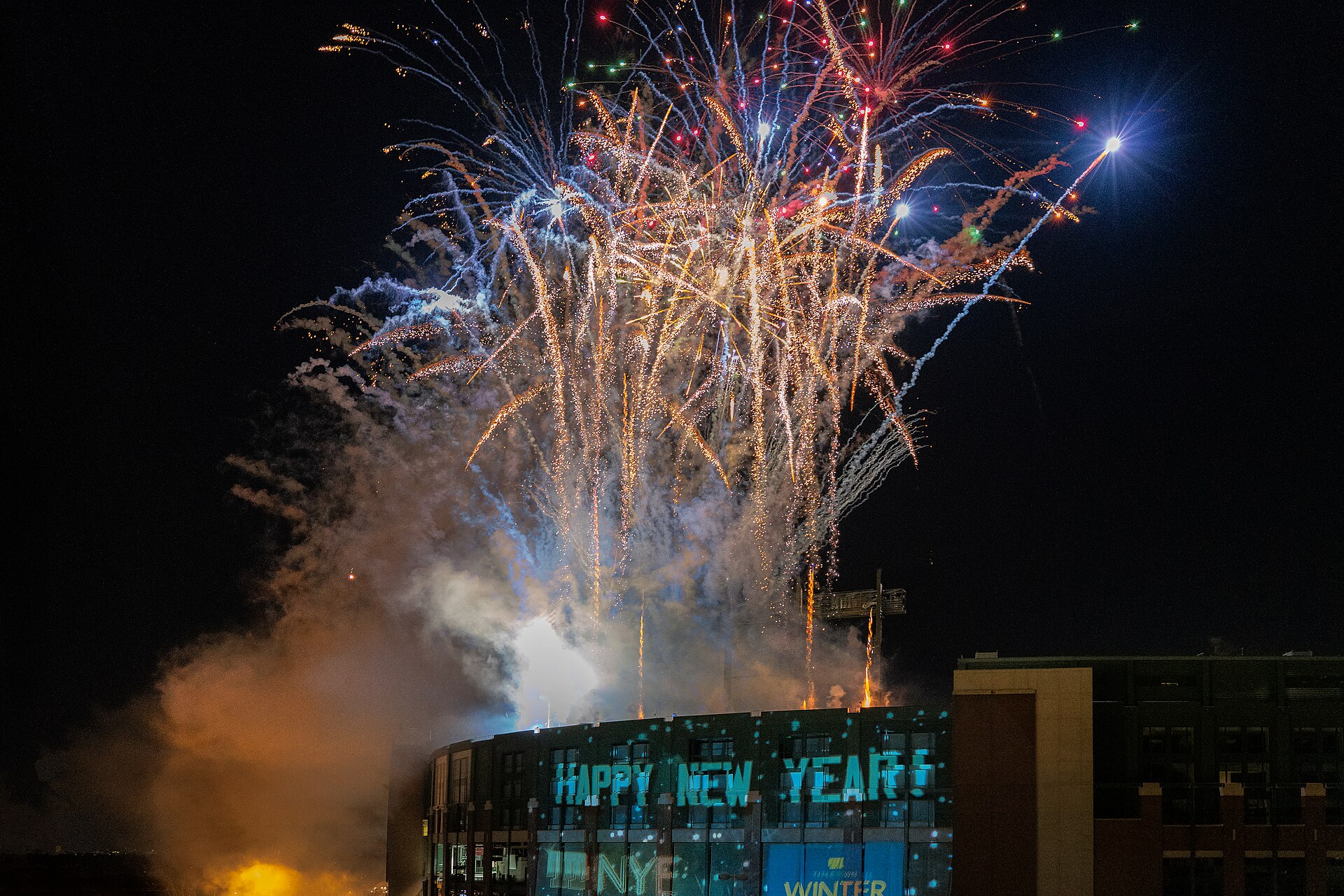 Fireworks over Lambeau Field in Green Bay
