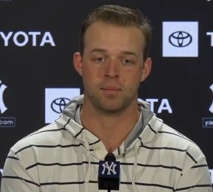 Michael King at a Yankees press conference in 2021