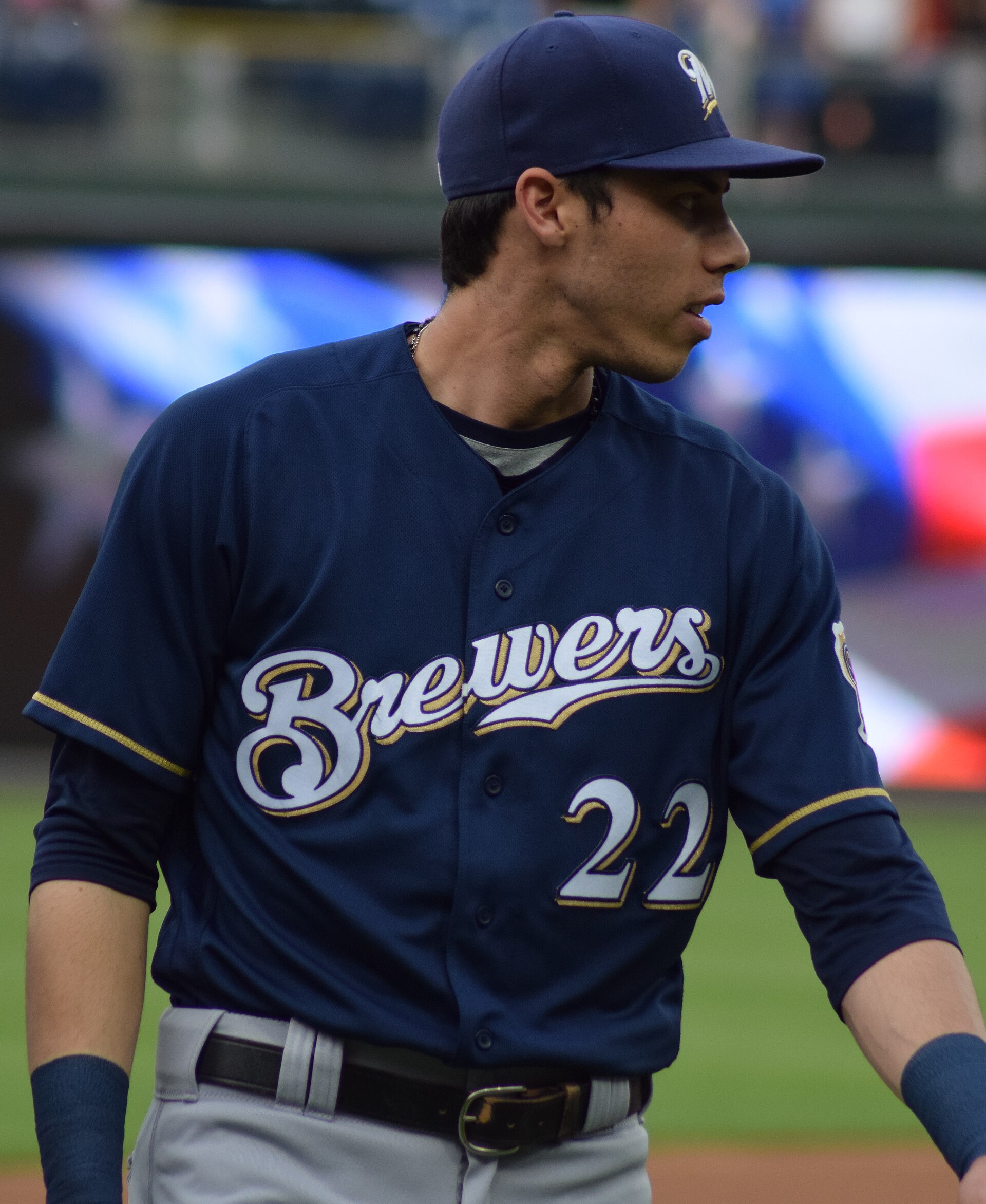 Christian Yelich in a Milwaukee Brewers uniform