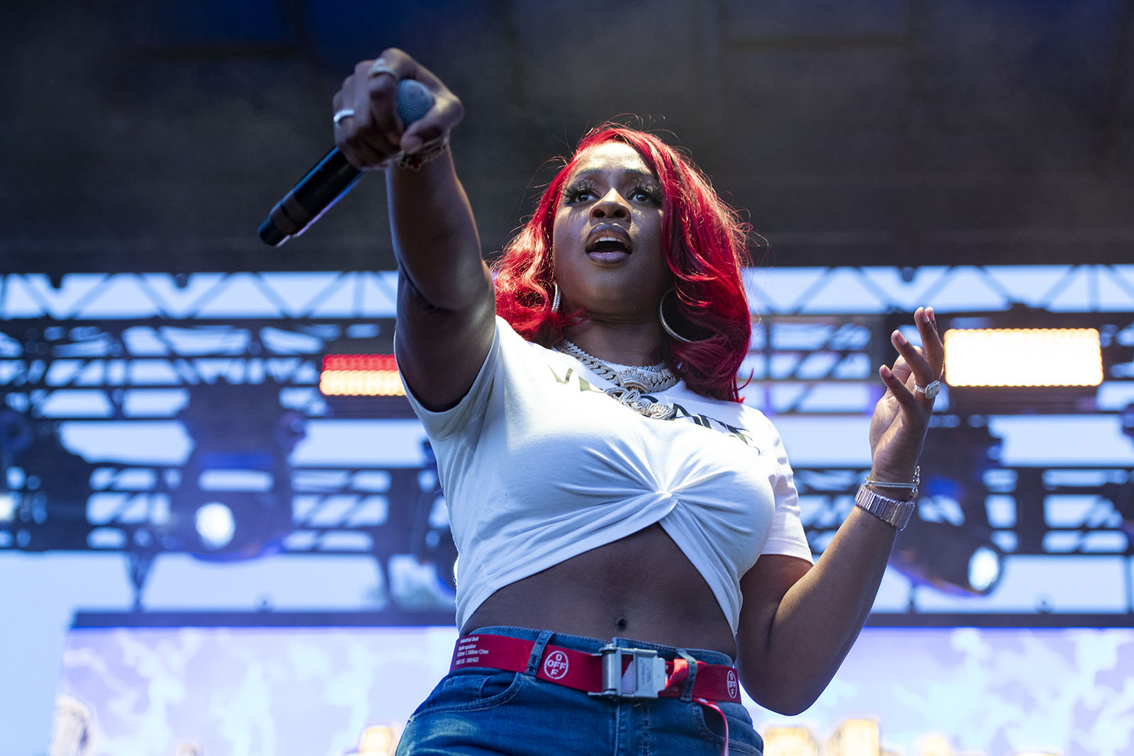 Remy Ma performing at a block party in Washington, D.C.