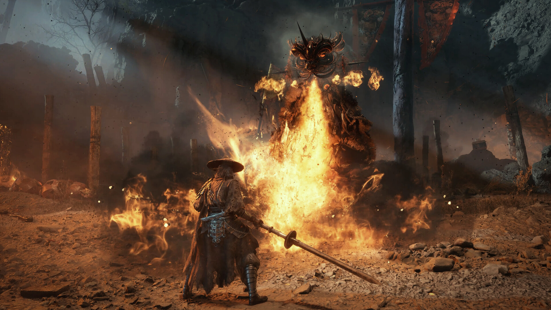 Phantom Blade Zero screenshot showing a vertically rich environment with wuxia architecture
