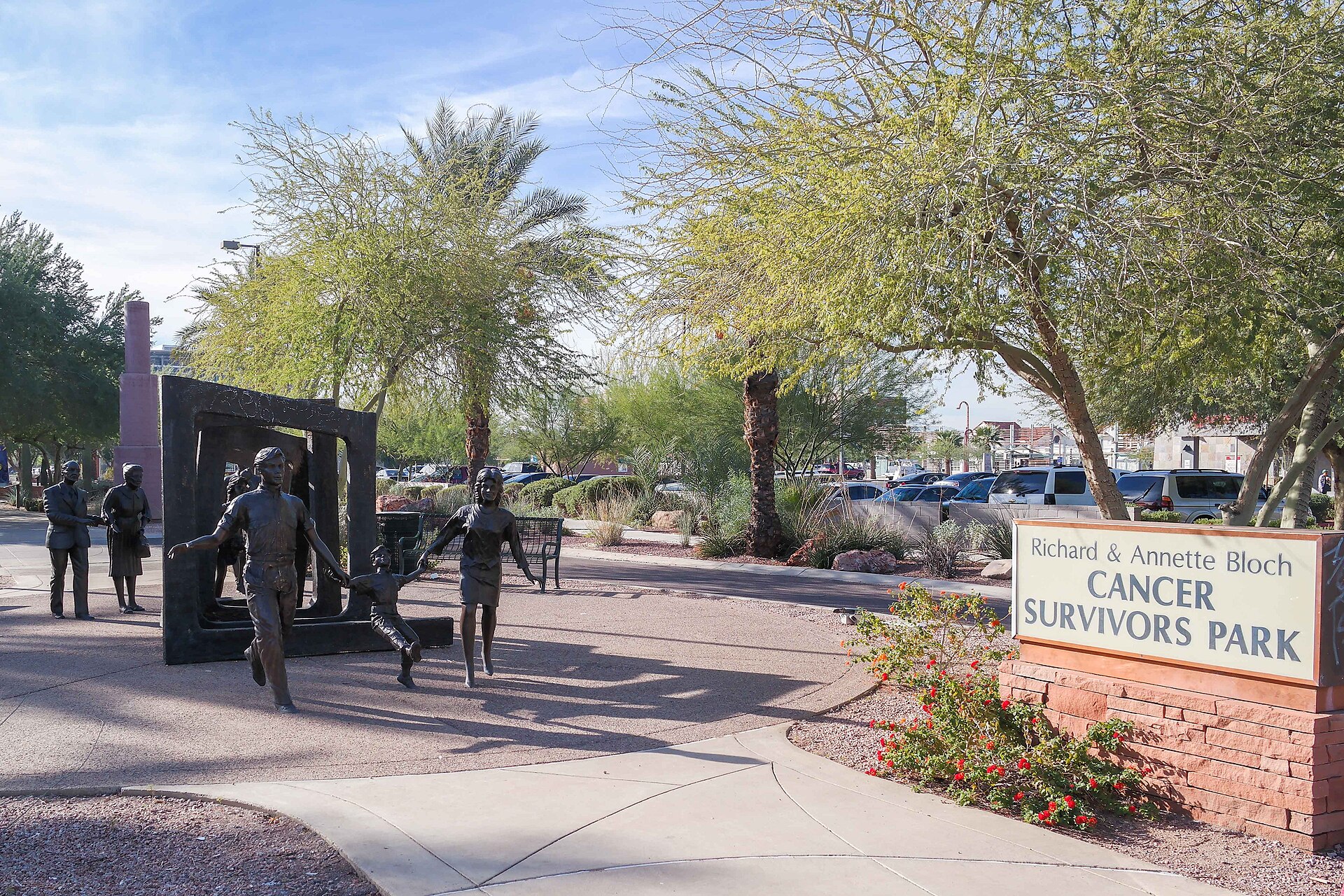 The Cancer Survivors Park sculpture in Phoenix, photographed in 2013, when the figures were intact