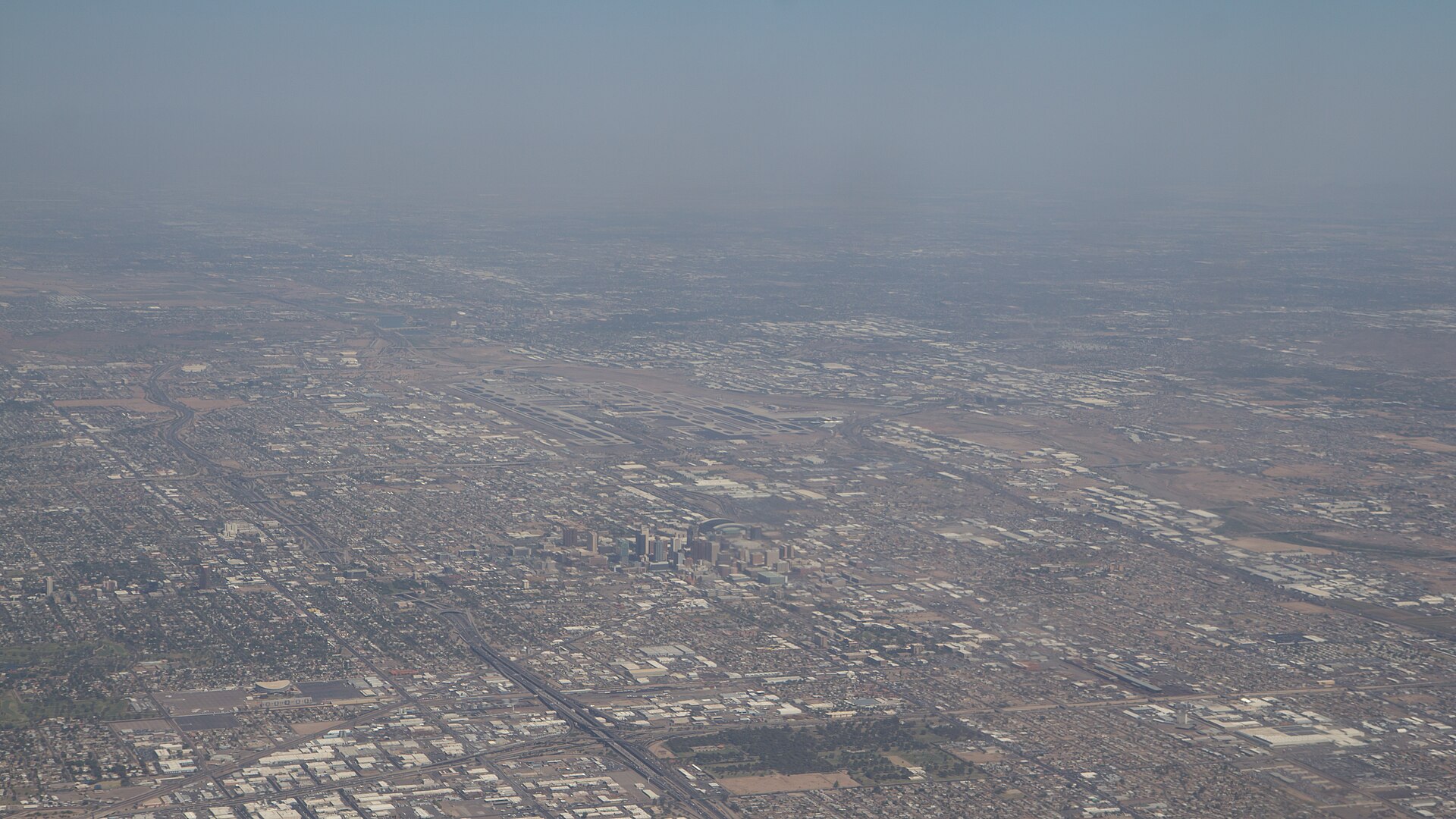 Downtown Phoenix and Sky Harbor in daylight