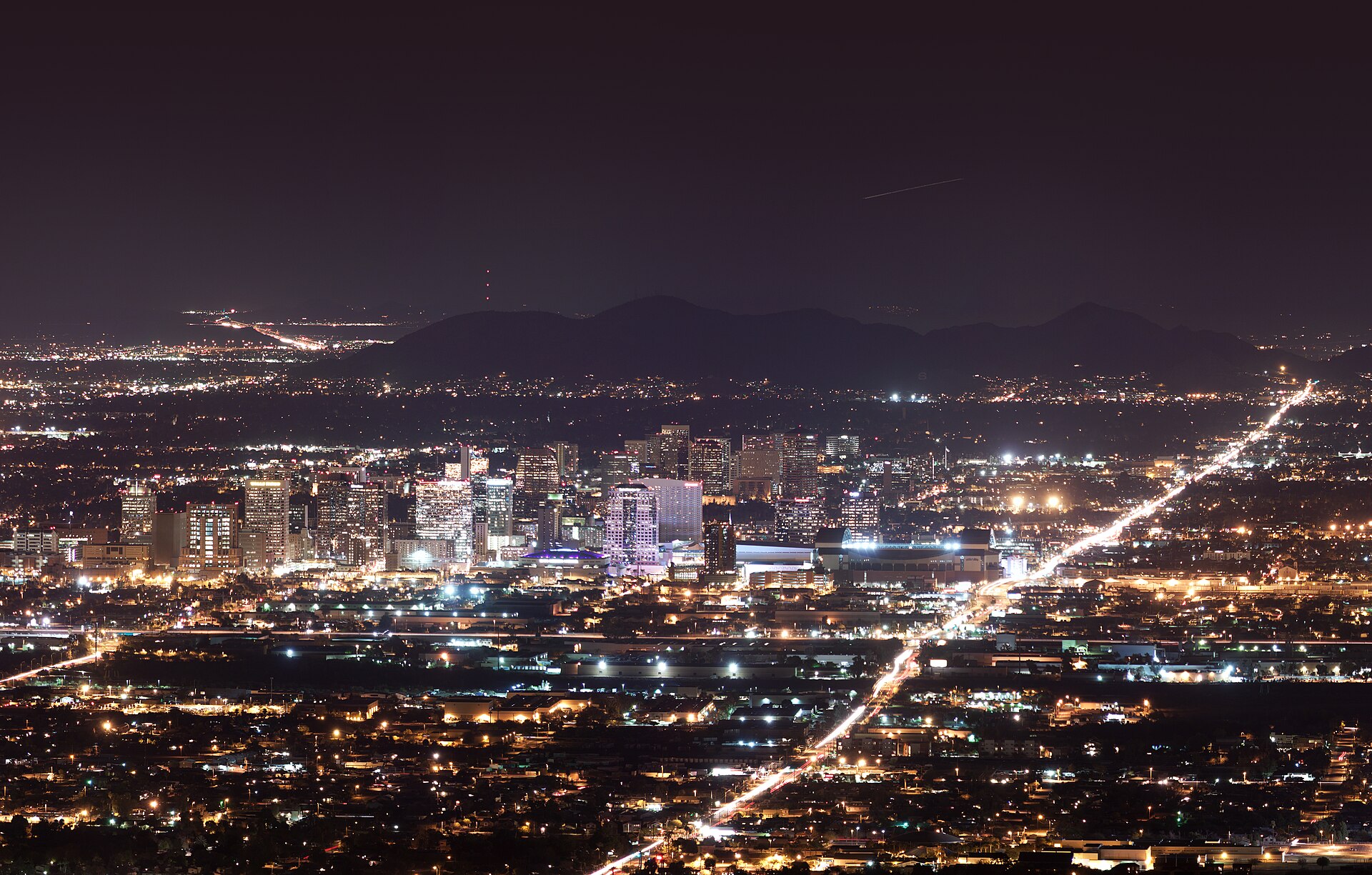 Downtown Phoenix, Arizona at night (file photo)