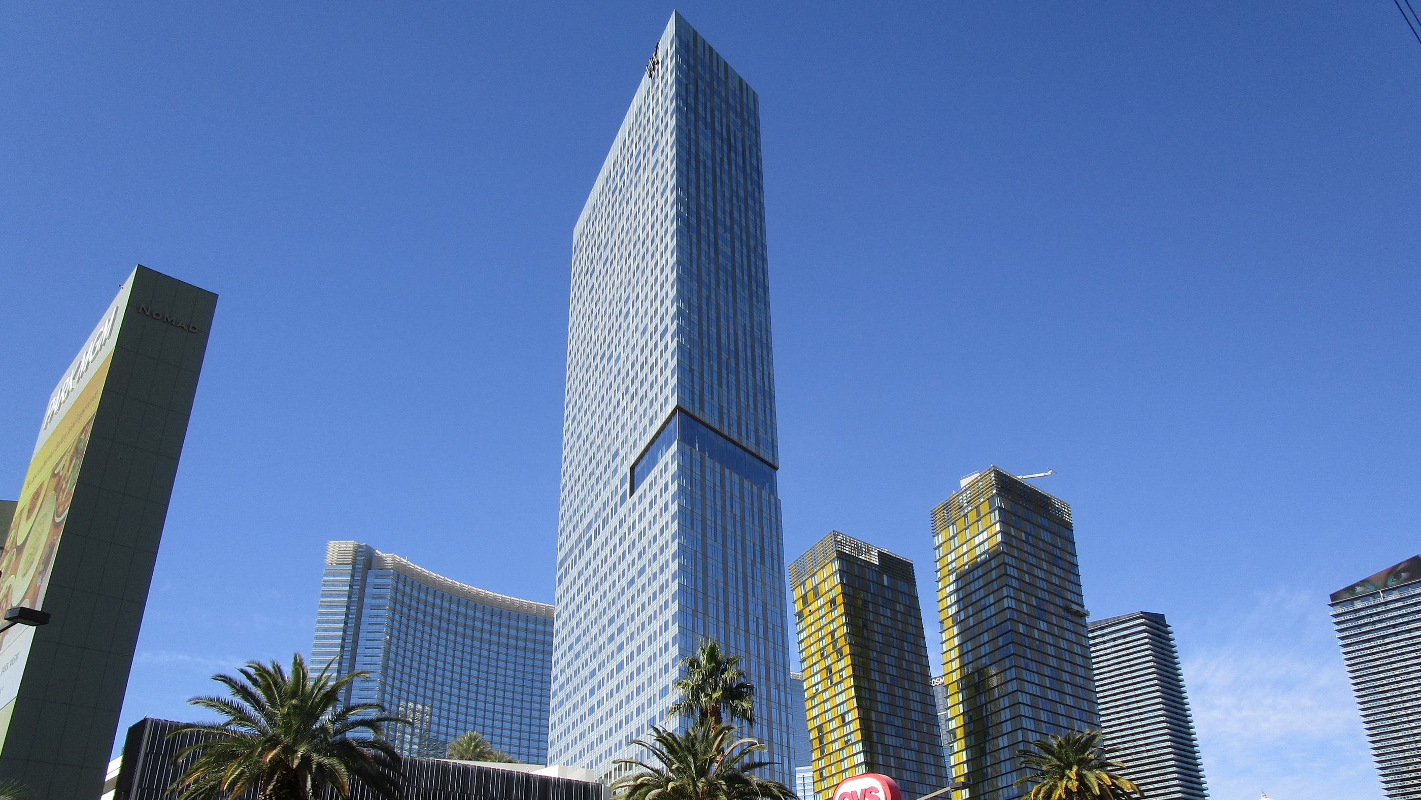The ARIA Resort & Casino and CityCenter towers on the Las Vegas Strip