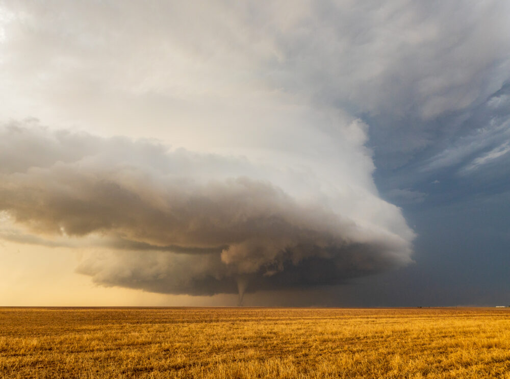A tornado touches down over the Texas Panhandle.