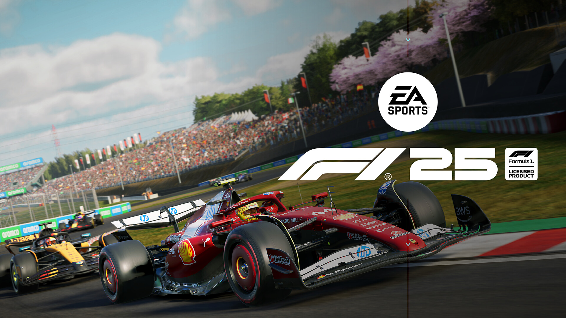 F1 25 gameplay showing Formula 1 race cars battling on track