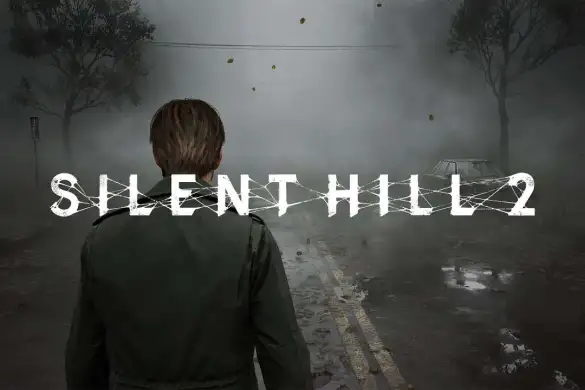 Silent Hill 2 key art showing James Sunderland from behind on a foggy road