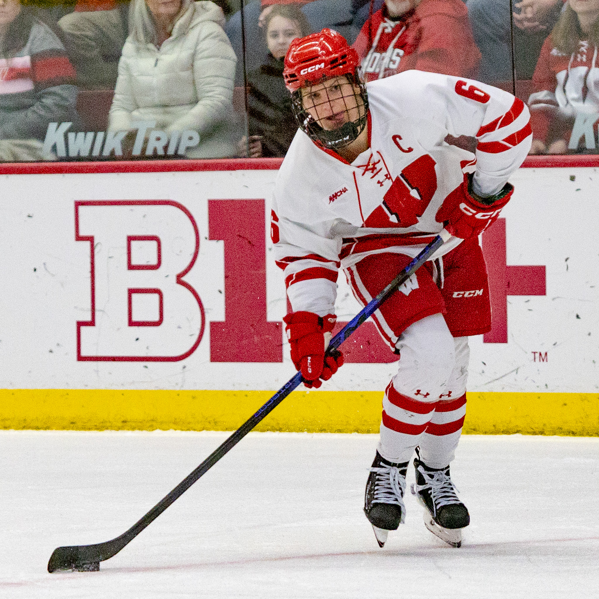 Lacey Eden taking a shot for Wisconsin against Ohio State in February 2026