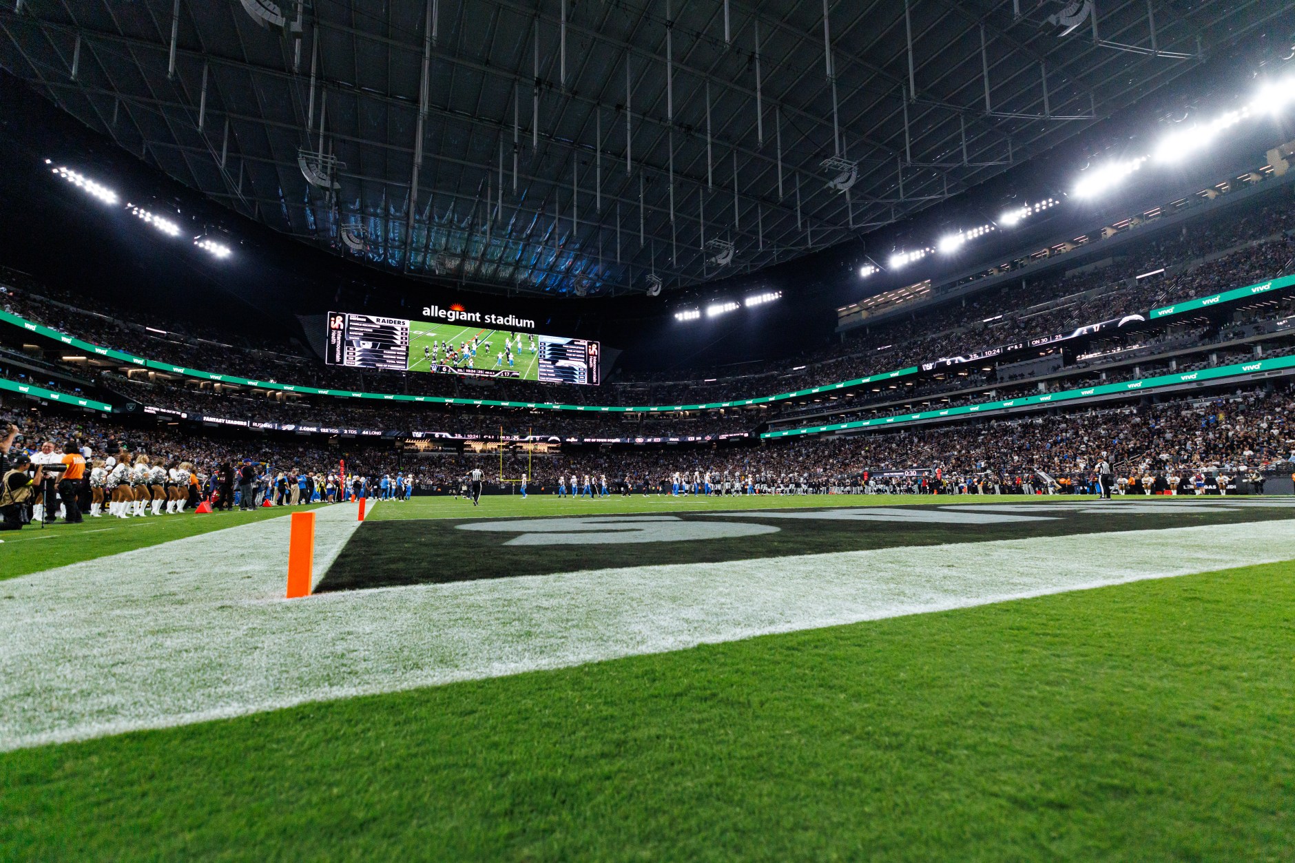 Allegiant Stadium at night