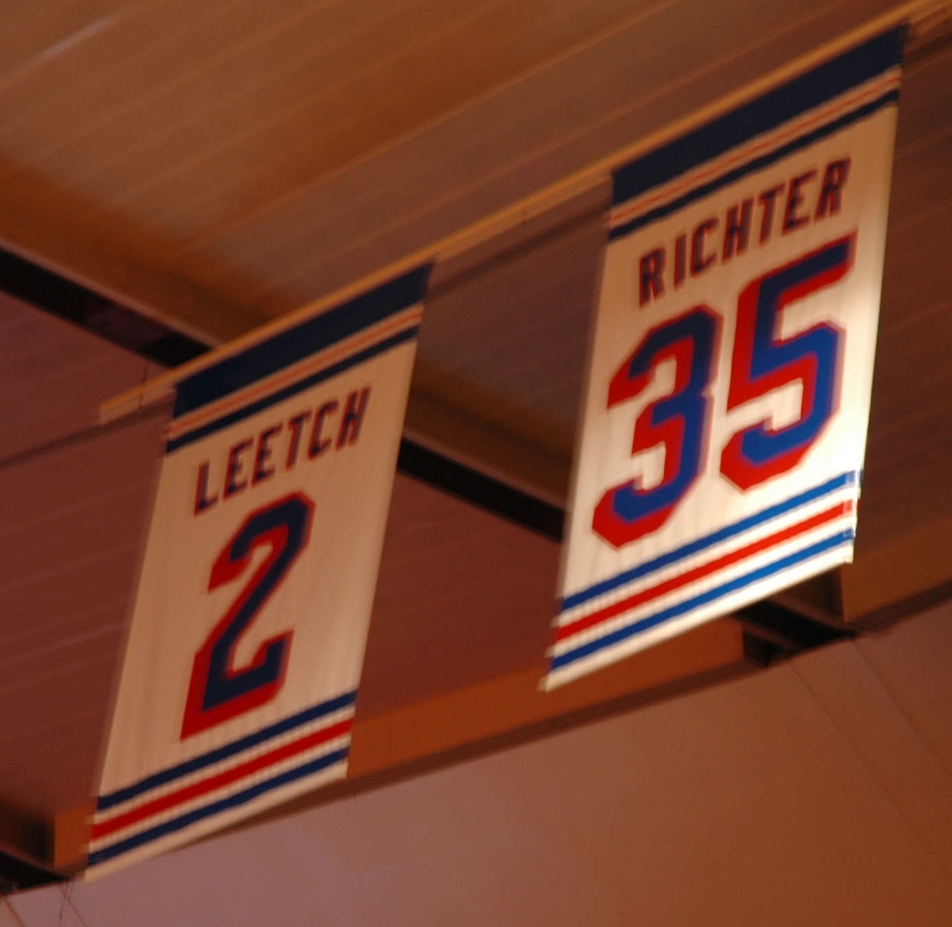 Retired numbers hang from the rafters of Madison Square Garden, home of the New York Rangers (file photo)
