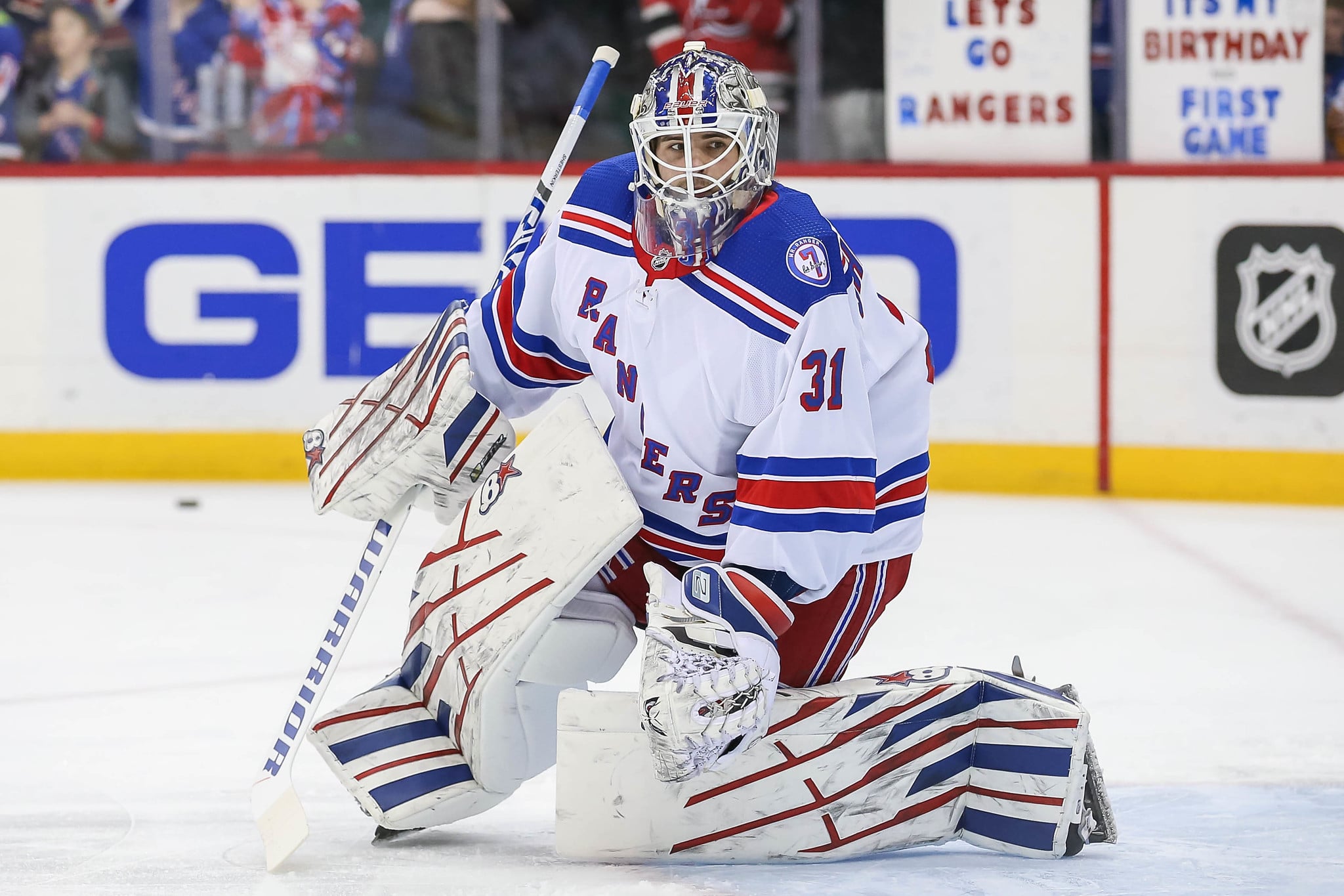 Igor Shesterkin in goal for the New York Rangers
