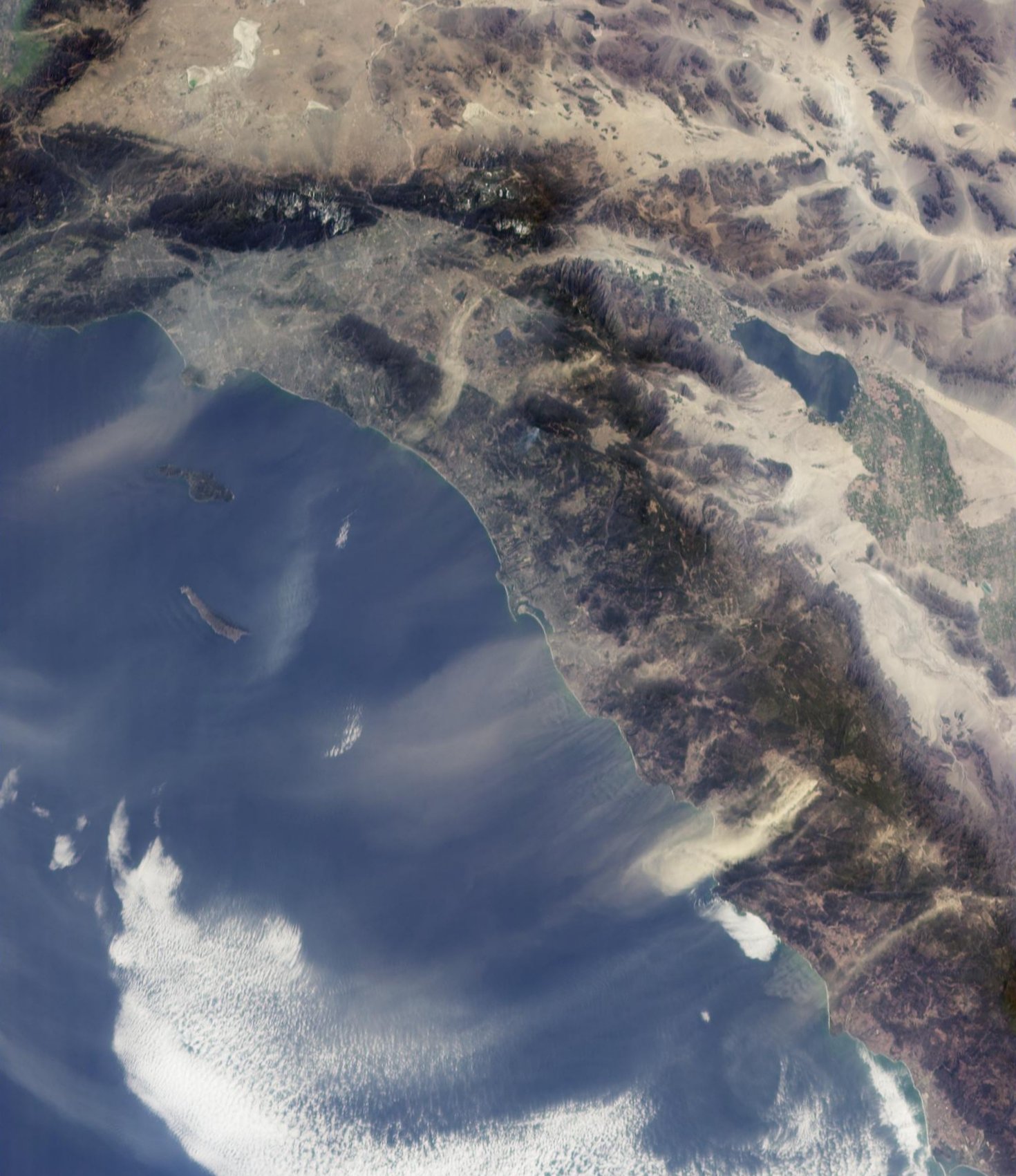 Satellite image of a Santa Ana wind event over Southern California (file photo)