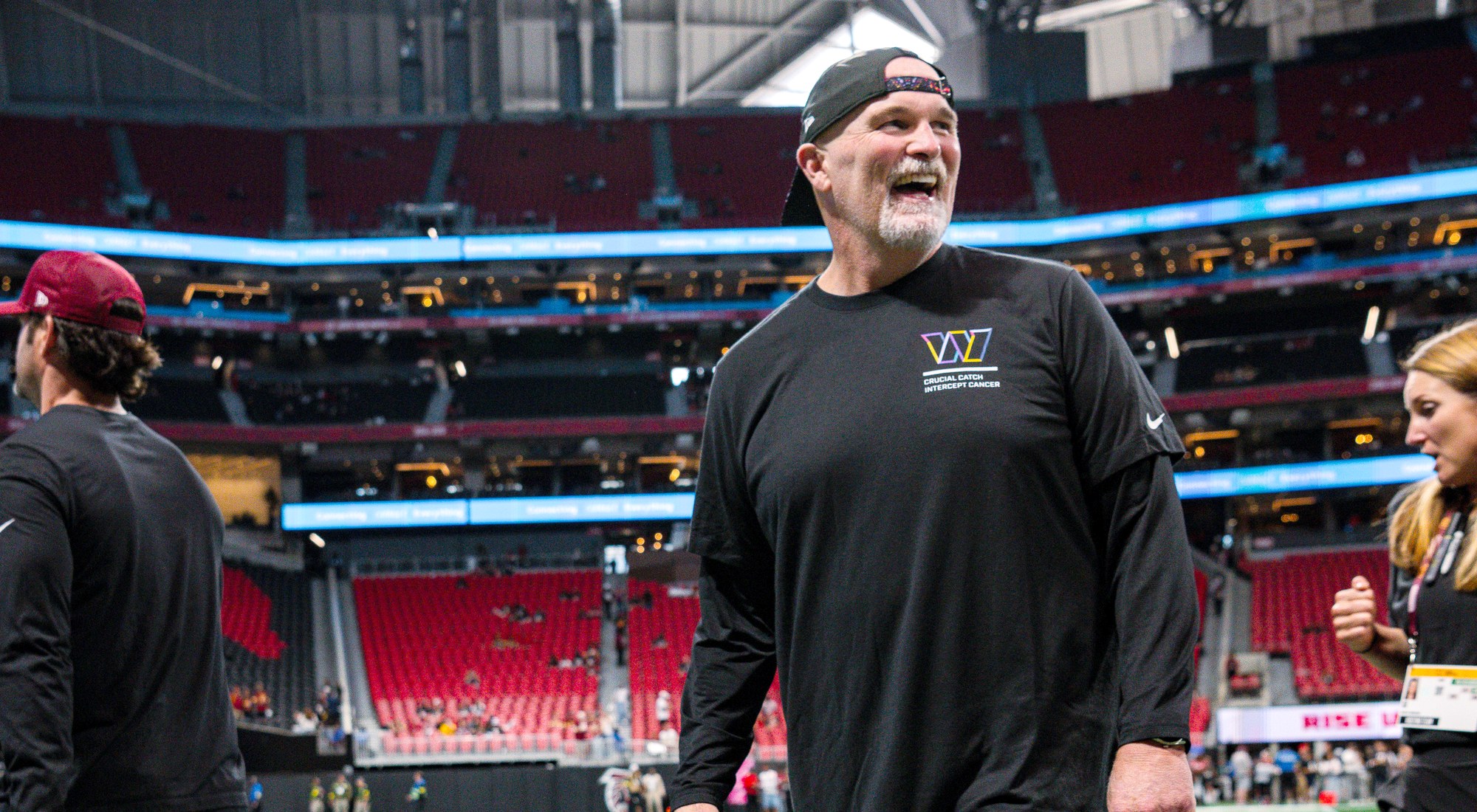 Washington Commanders head coach Dan Quinn on the field (file photo)