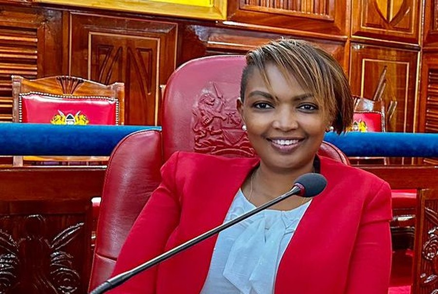 Senator Karen Nyamu seated in Kenya's Senate chamber (file photo)
