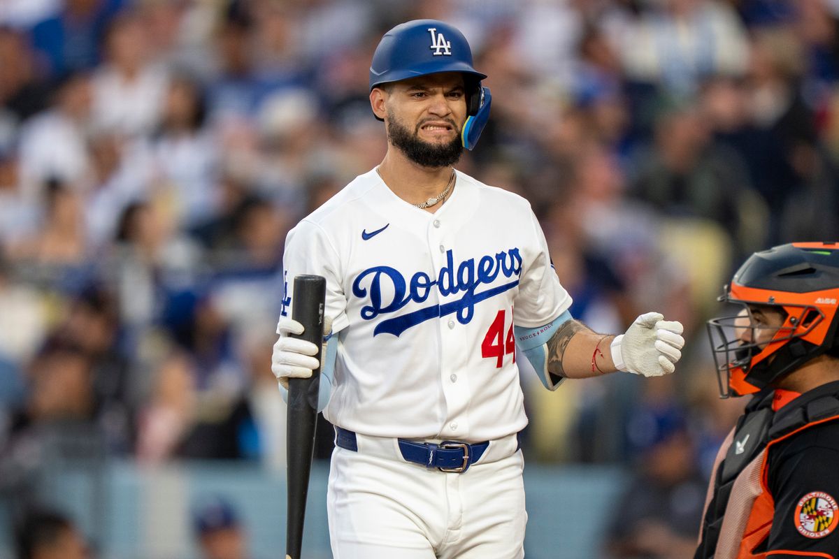 Dodgers outfielder Andy Pages at the plate during the 2026 season