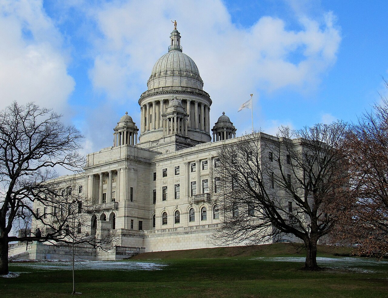 The Rhode Island State House in Providence, where the state Democratic Party is changing leadership two weeks before Election Day