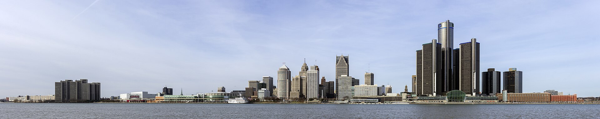 The Detroit skyline in bright daylight — the city RoboCop has patrolled on screen since 1987