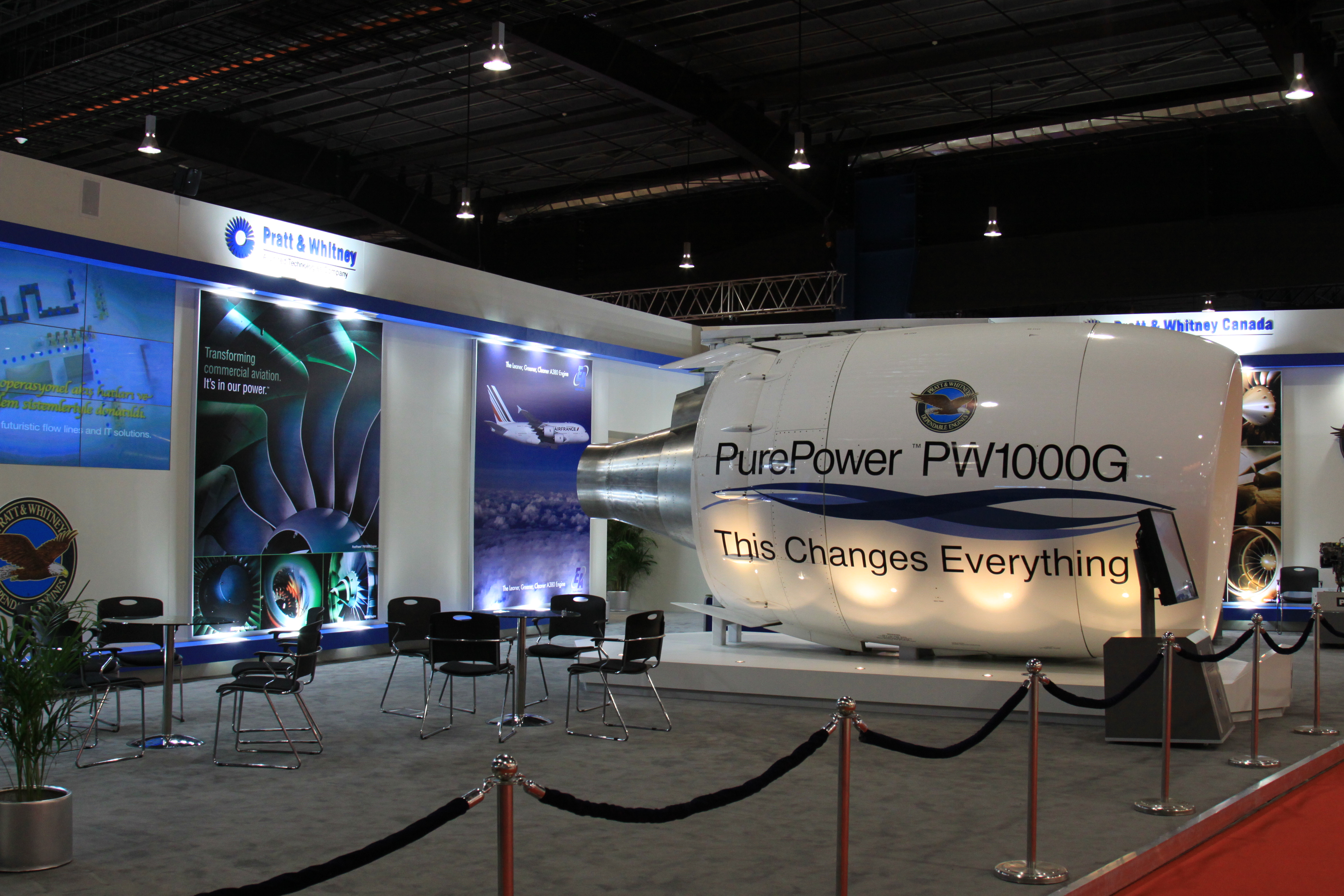 A Pratt & Whitney PW1000G geared turbofan engine