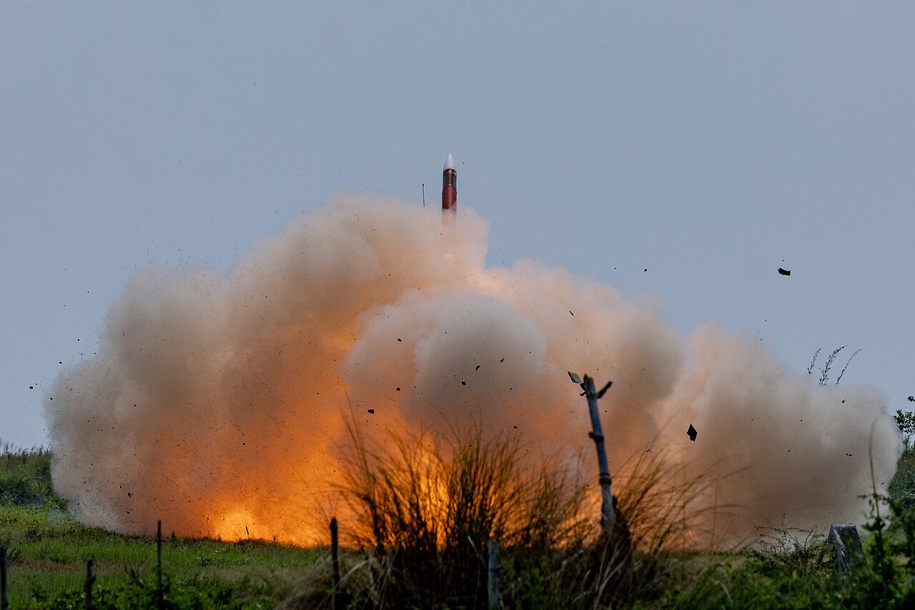 A Patriot missile firing during an exercise