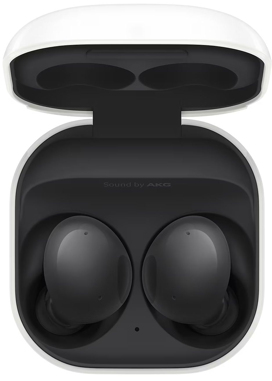Samsung Galaxy wireless earbuds in their charging case
