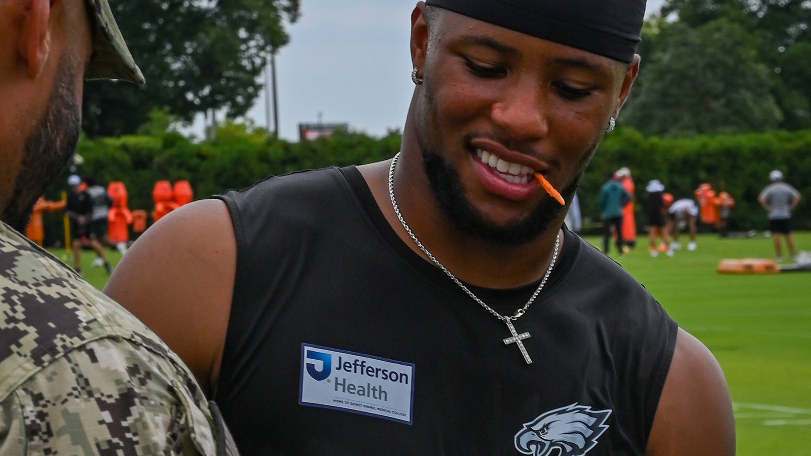 Philadelphia Eagles running back Saquon Barkley during training camp at the NovaCare Complex