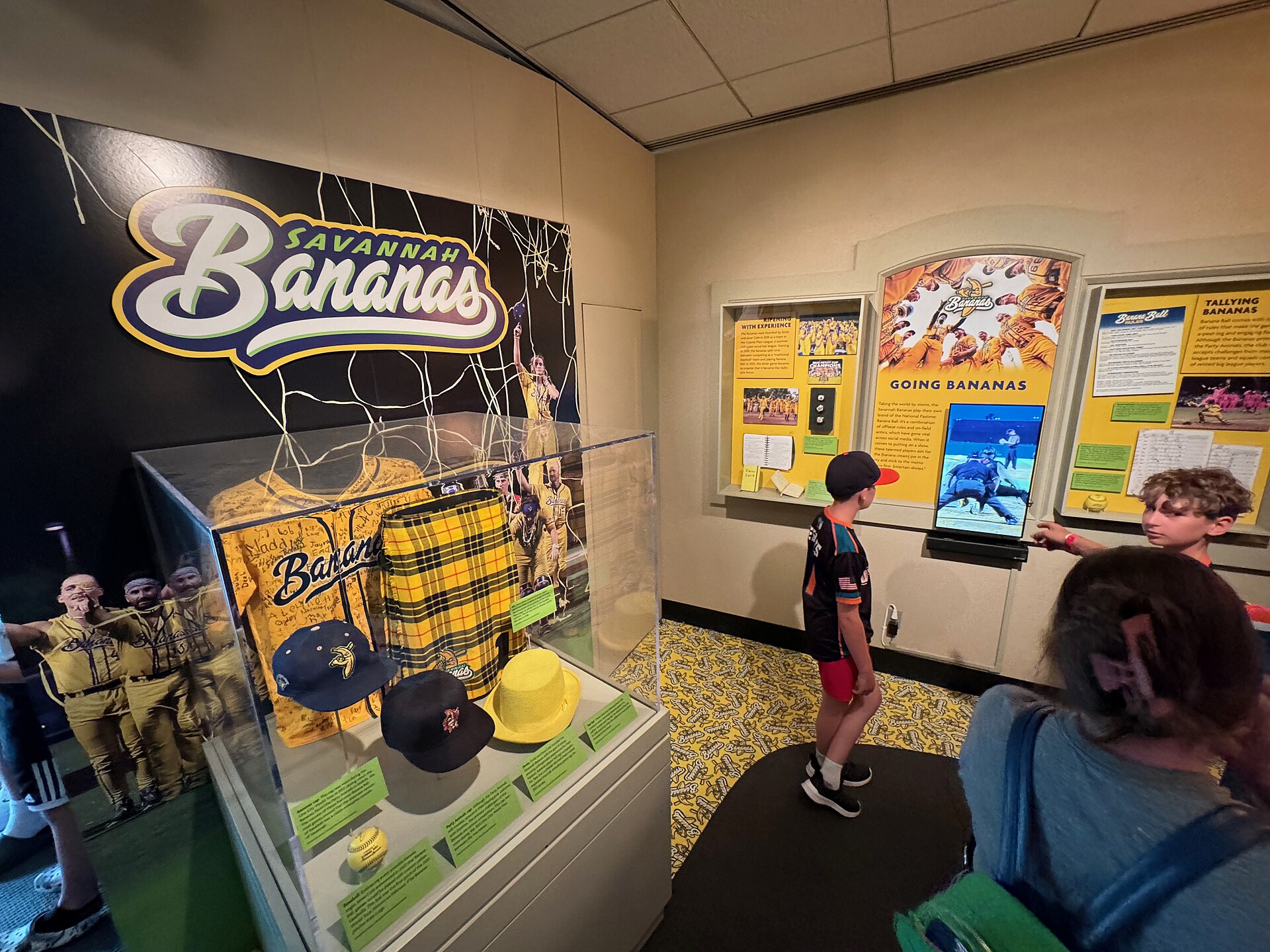 A Savannah Bananas exhibit at the National Baseball Hall of Fame and Museum in Cooperstown, New York