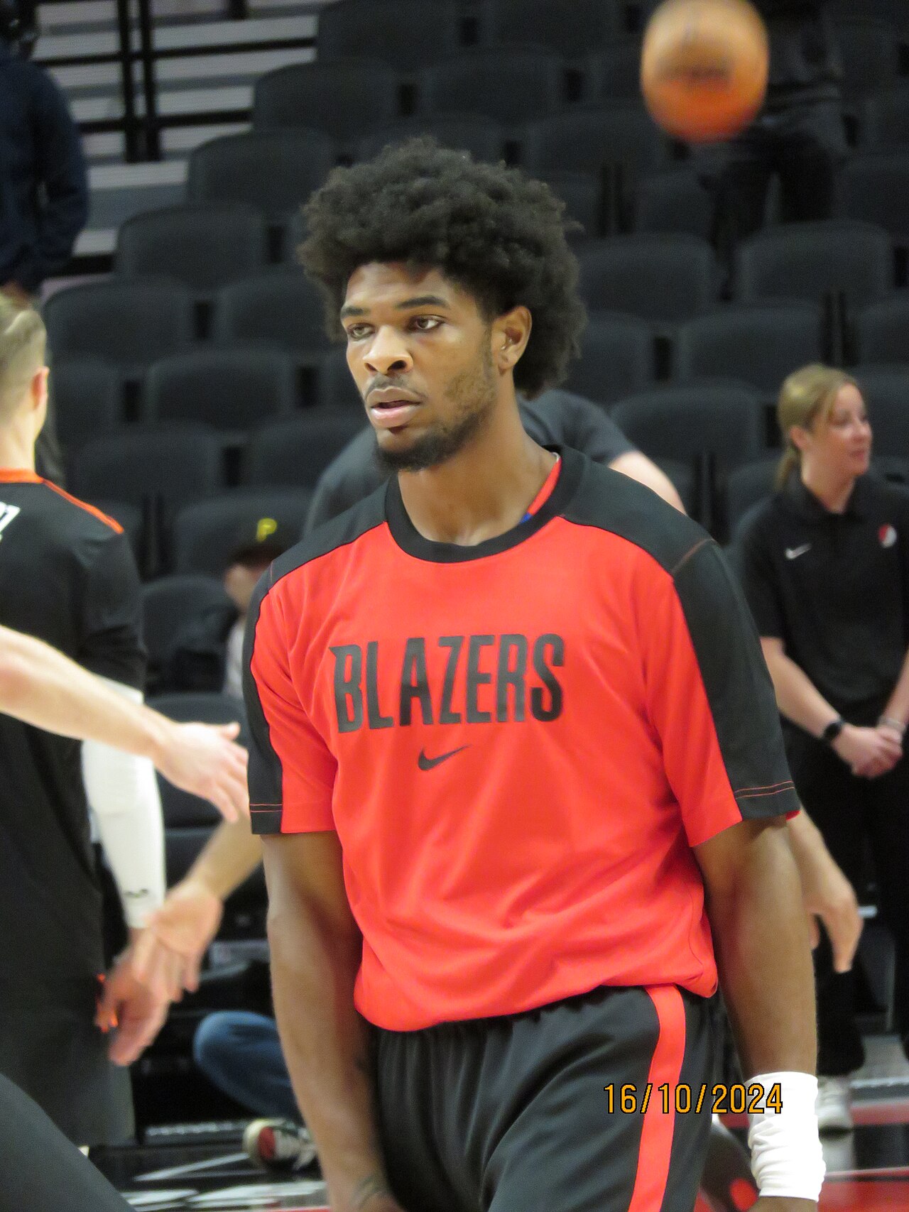 Portland Trail Blazers guard Scoot Henderson during warmups in 2024 (file photo)