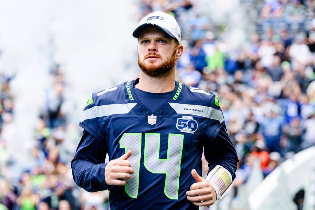 Seattle Seahawks celebrating a win over the Chargers